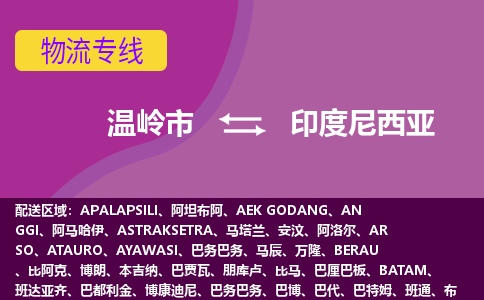 溫嶺市到印度尼西亞海運，溫嶺市到印度尼西亞空運公司，溫嶺市到印度尼西亞物流專線